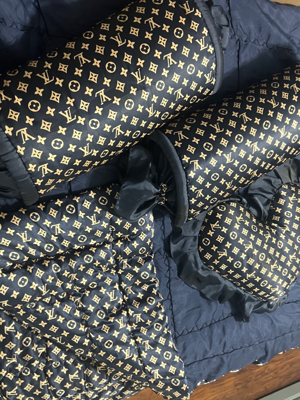 Navy blue & Gold Printed Comforter Set - Designer-Inspired Bedding